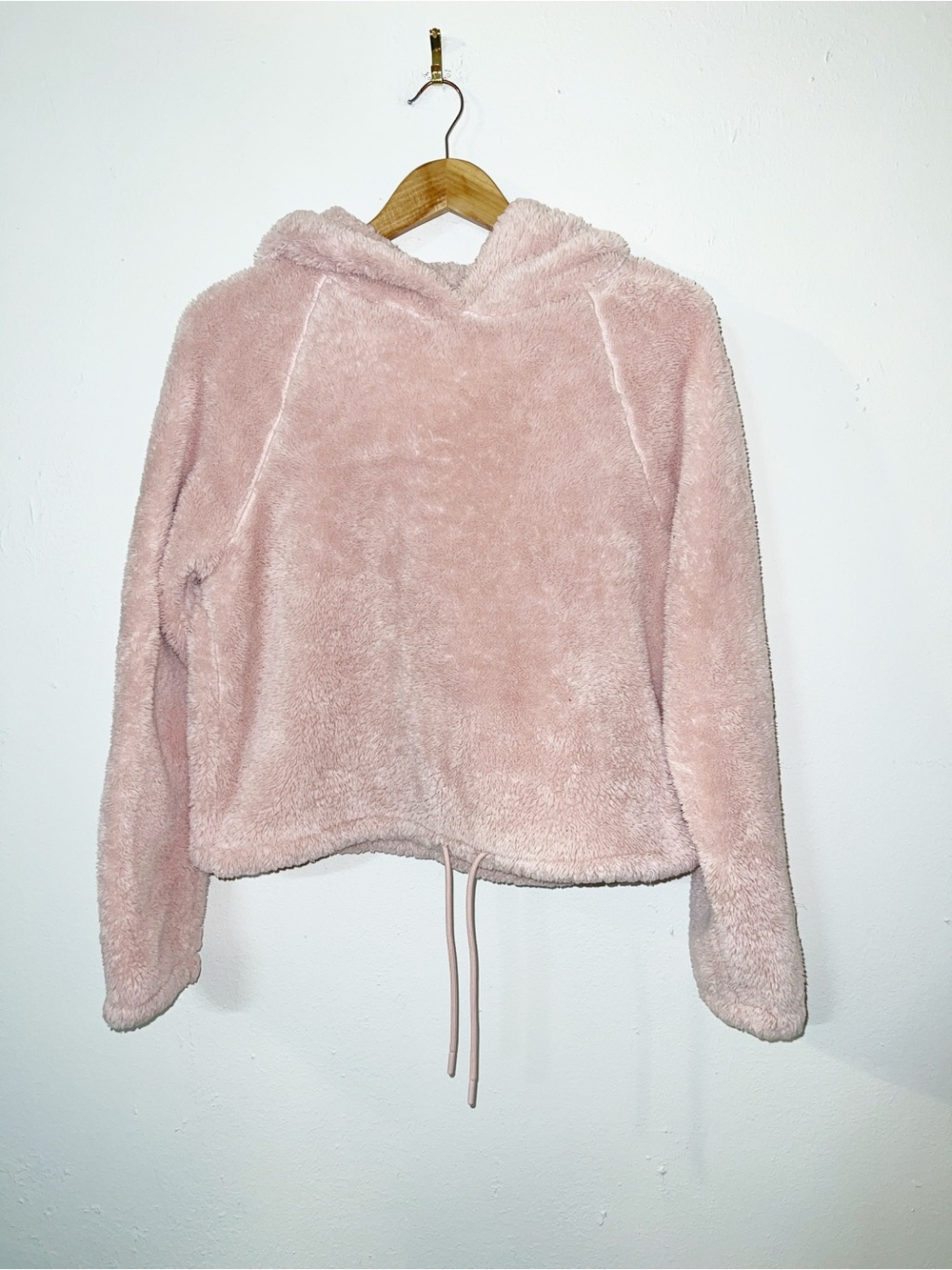 H&M Light Pink Fuzzy Kids Hooded Jacket